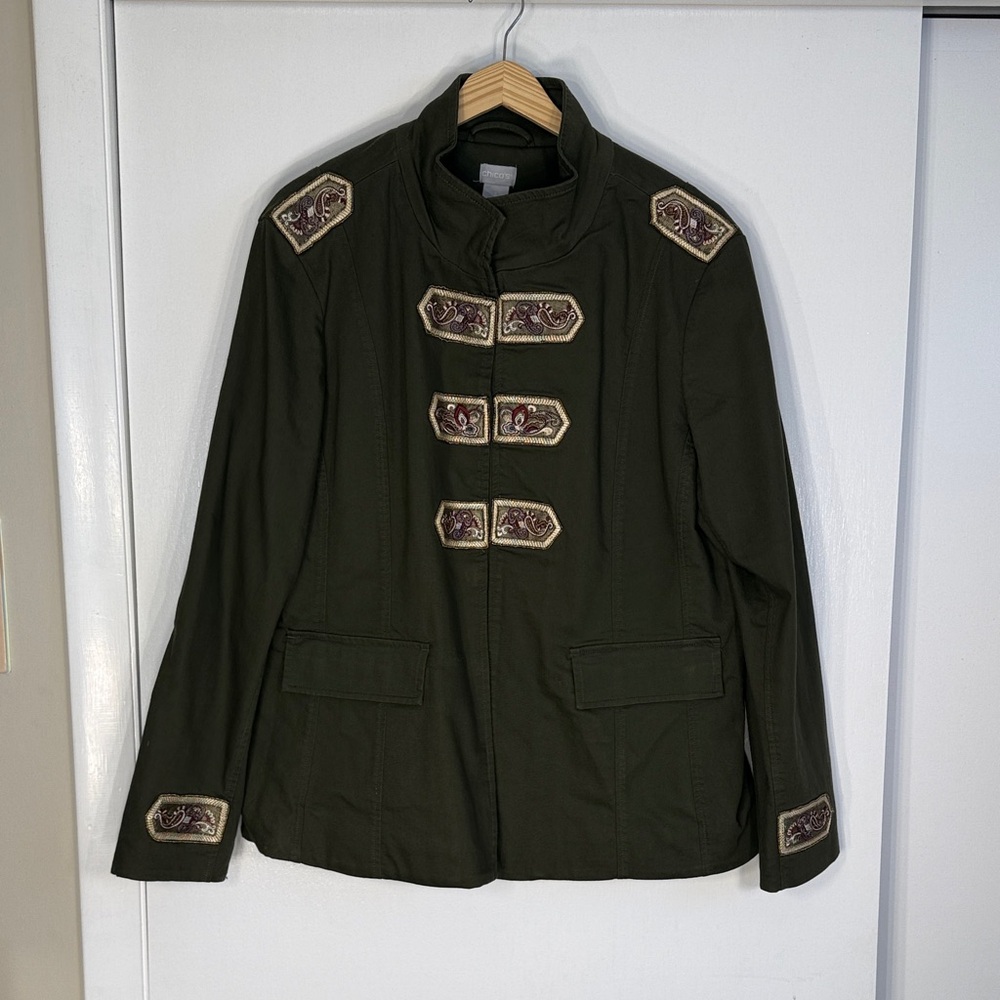 Chico's Olive Green Jacket Quilted, Warm XL or 3